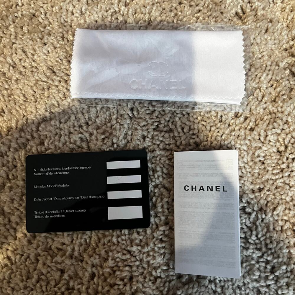 NEW W/ BOX & CASE Chanel Clear Blue Light Glasses Black Gold Logo Spell Out - Picture 6 of 7